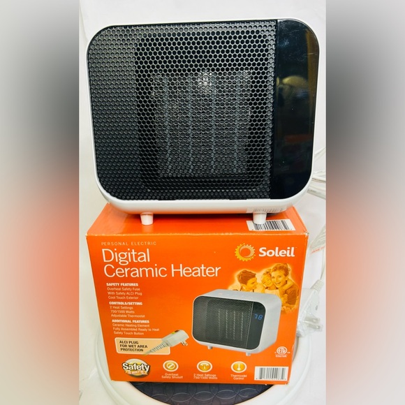 Soleil Electric Digital Ceramic Heater 1500W White Portable Compact Indoor Heatr - Picture 7 of 7